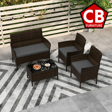 KESTEN Brown & Gray 4 Piece Sofa Patio Set