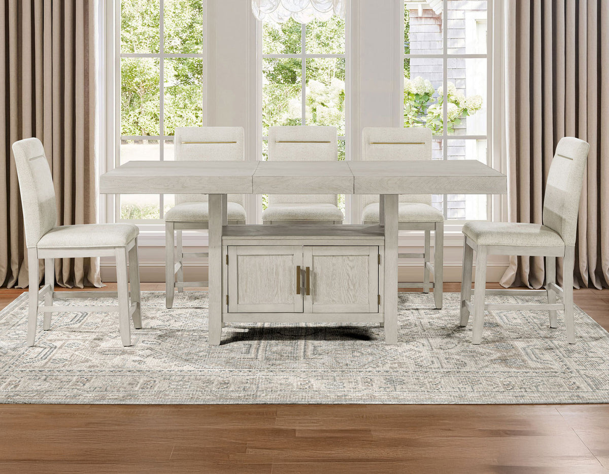 KEYBAY Distressed Greige 7 Piece Counter Height Set