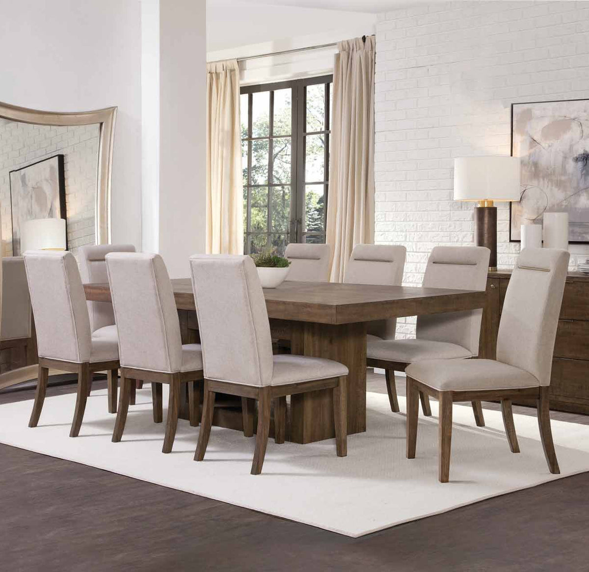 KEYBAY Distressed Toffee 9 Piece Dining Set