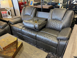 KEYWEST Gray Reclining Sofa & Loveseat with Drop Down Table