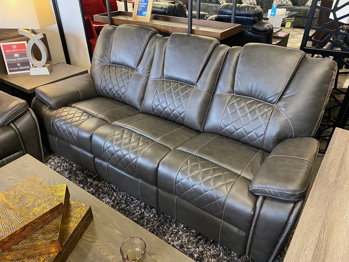 KEYWEST Gray 83" Wide Reclining Sofa with Drop Down Table