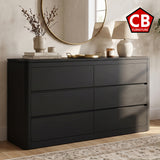 KIERAN Black 62" x 37" Height Dresser with Handless Drawer Fronts
