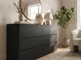 KIERAN Black 62" x 37" Height Dresser with Handless Drawer Fronts