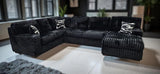 KIESTON Black Corduroy 143" Wide x 94" Depth Oversized Sectional