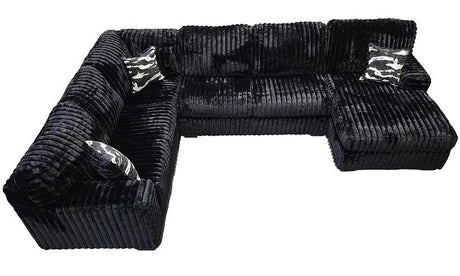 KIESTON Black Corduroy 143" Wide x 94" Depth Oversized Sectional