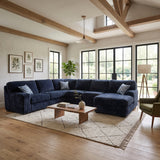 KIESTON Blue Corduroy 143" Wide x 94" Depth Oversized Sectional
