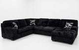 KIESTON Black Corduroy 143" Wide x 94" Depth Oversized Sectional