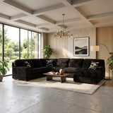 KIESTON Black Corduroy 143" Wide x 94" Depth Oversized Sectional