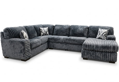 KIESTON Dark Gray Corduroy 143" Wide x 94" Depth Sectional