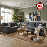 KIESTON Dark Gray Corduroy 143" Wide x 94" Depth Sectional