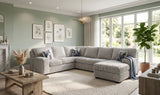 KIESTON Light Gray Corduroy 143" Wide x 94" Depth Sectional