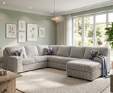 KIESTON Light Gray Corduroy 143" Wide x 94" Depth Sectional