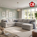 KIESTON Light Gray Corduroy 143" Wide x 94" Depth Sectional