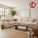 KIESTON Cream Corduroy 143" Wide x 94" Depth Sectional
