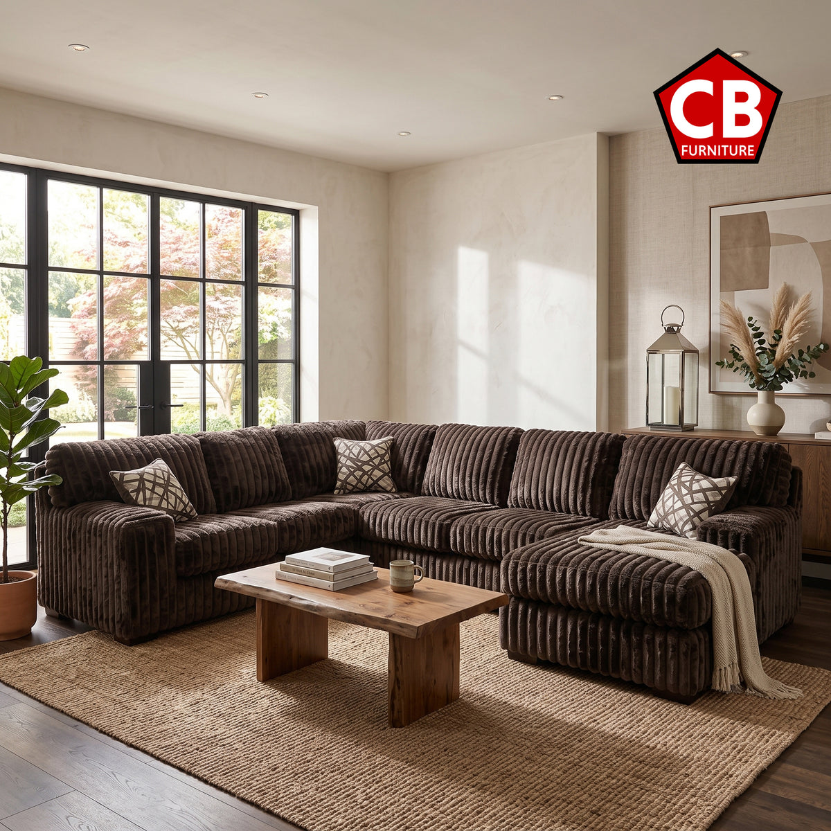 KIESTON Chocolate Corduroy 143" Wide x 94" Depth Sectional