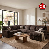 KIESTON Chocolate Corduroy 143" Wide x 94" Depth Sectional