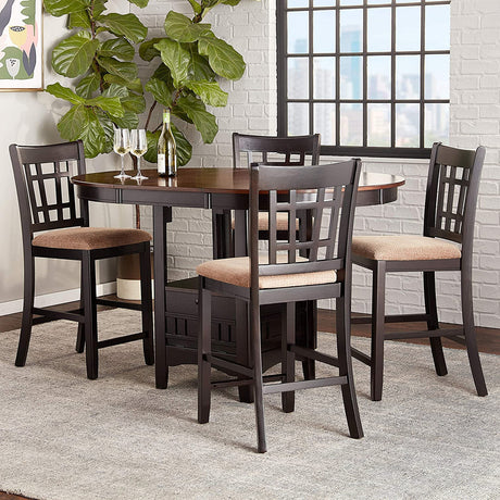 KILEEN Chestnut 60" x 42" Storage Counter Table with Extension
