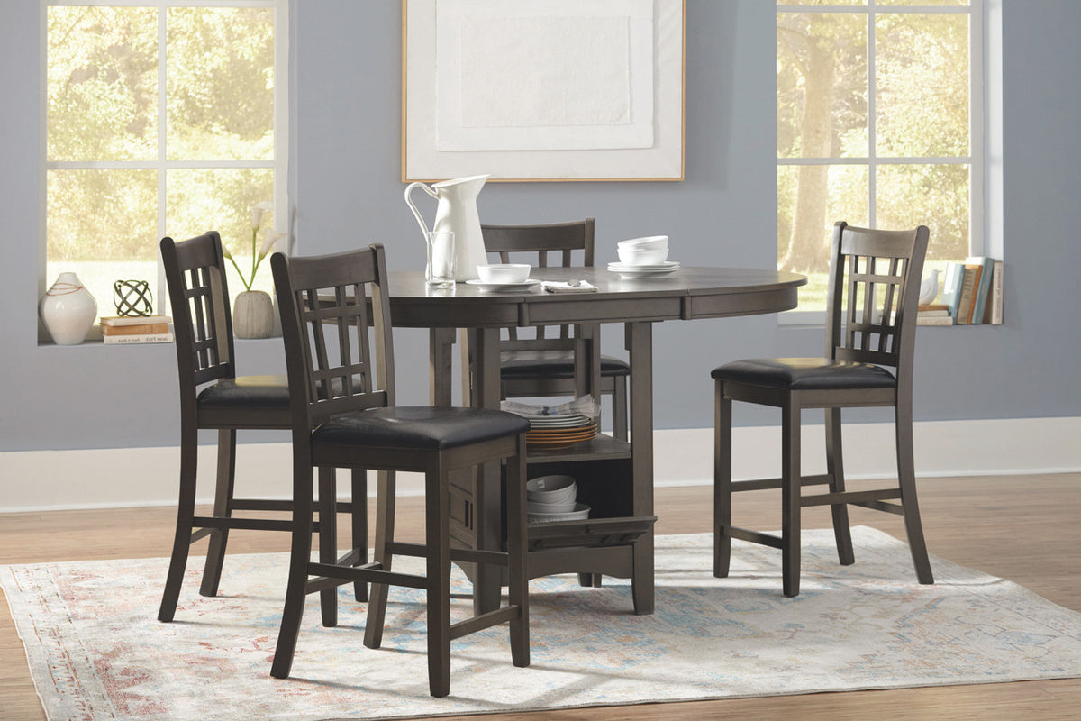 KILEEN Gray 60" Wide Storage Counter Table with Extension
