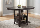 KILEEN Dark Brown 60" x 42" Storage Counter Table with Extension