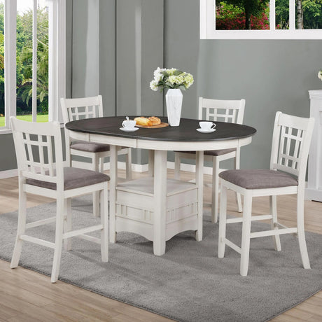 OTAVIA Chalk White & Gray Counter Height Set