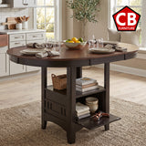 KILEEN Chestnut 60" x 42" Storage Counter Table with Extension