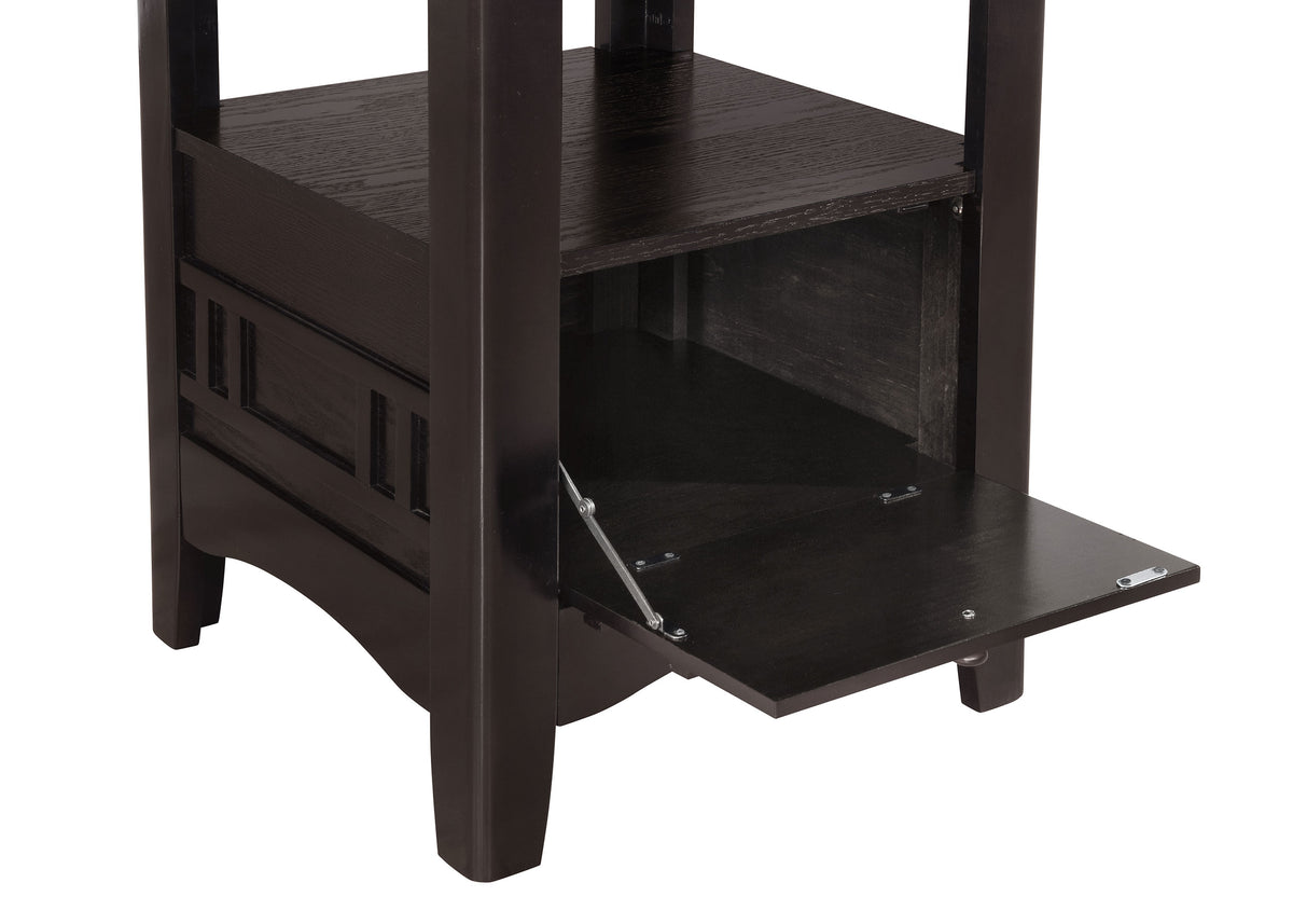 KILEEN Dark Brown 60" x 42" Storage Counter Table with Extension