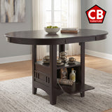 KILEEN Dark Brown 60" x 42" Storage Counter Table with Extension