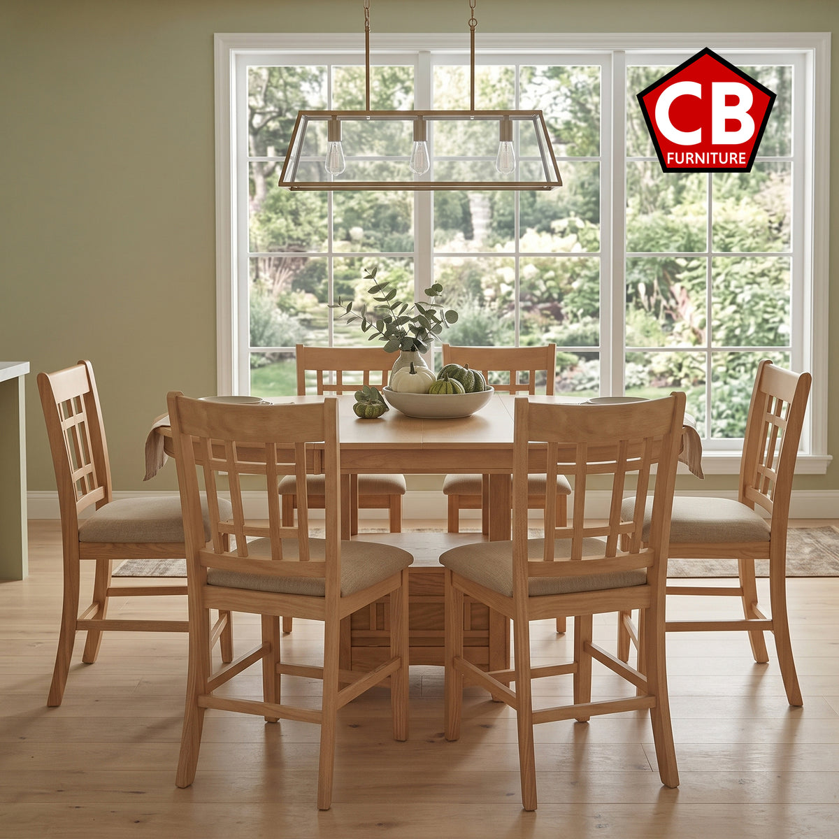 KILEEN Natural 7 Piece Counter Height Set