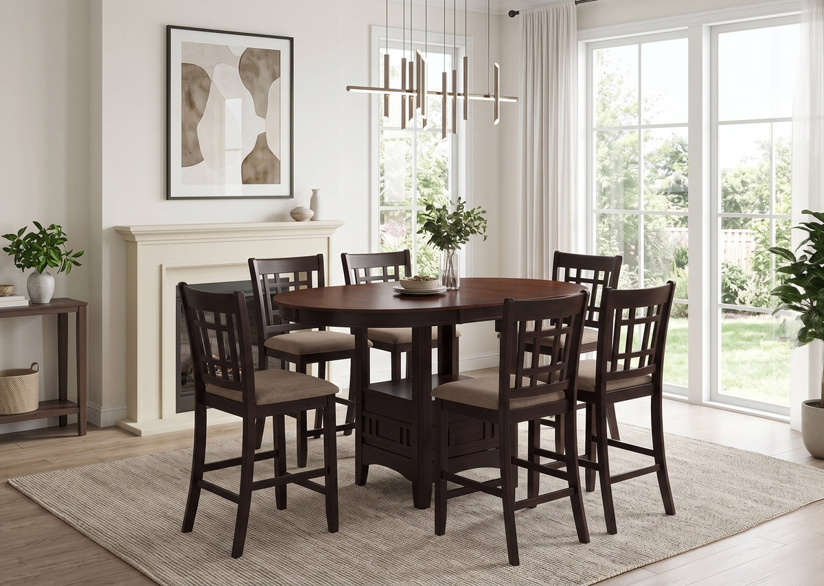 KILEEN Chestnut 7 Piece Counter Height Set