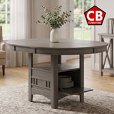 KILEEN Gray 60" x 42" Storage Dining Table with Extension