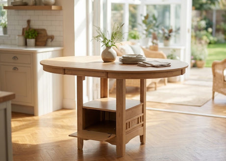 KILEEN Natural 60" x 42" Storage Counter Table with Extension