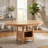 KILEEN Natural 60" x 42" Storage Dining Table with Extension