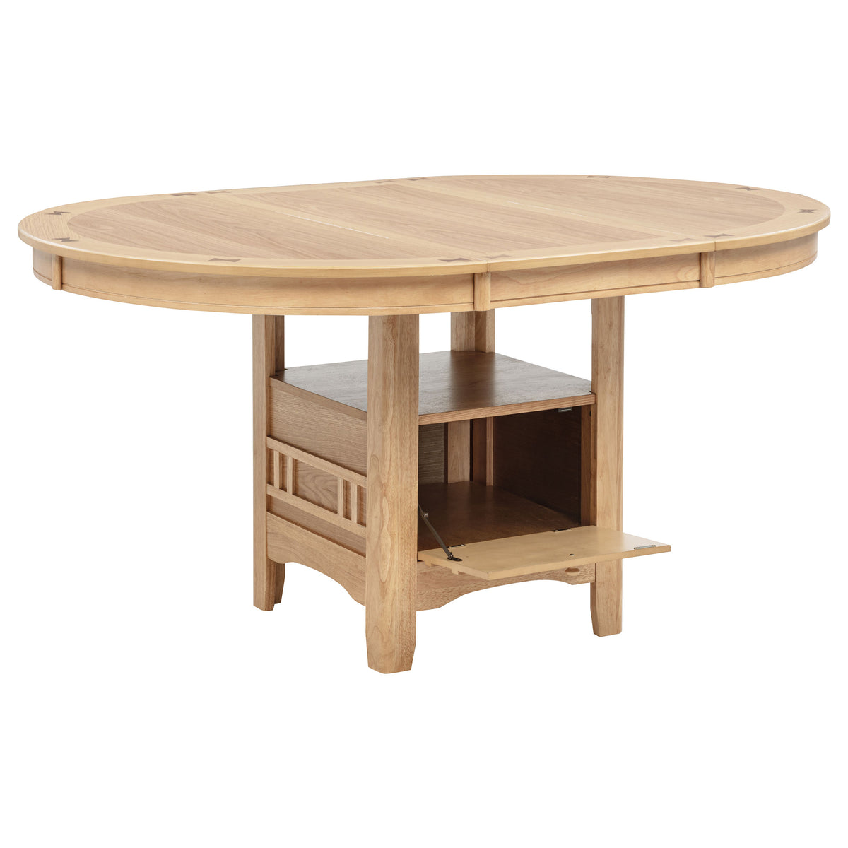 KILEEN Natural 60" x 42" Storage Dining Table with Extension