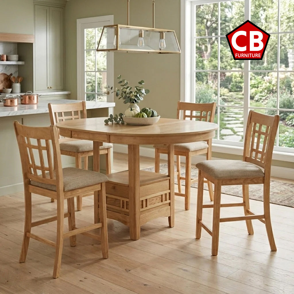 KILEEN Natural 5 Piece Counter Height Set