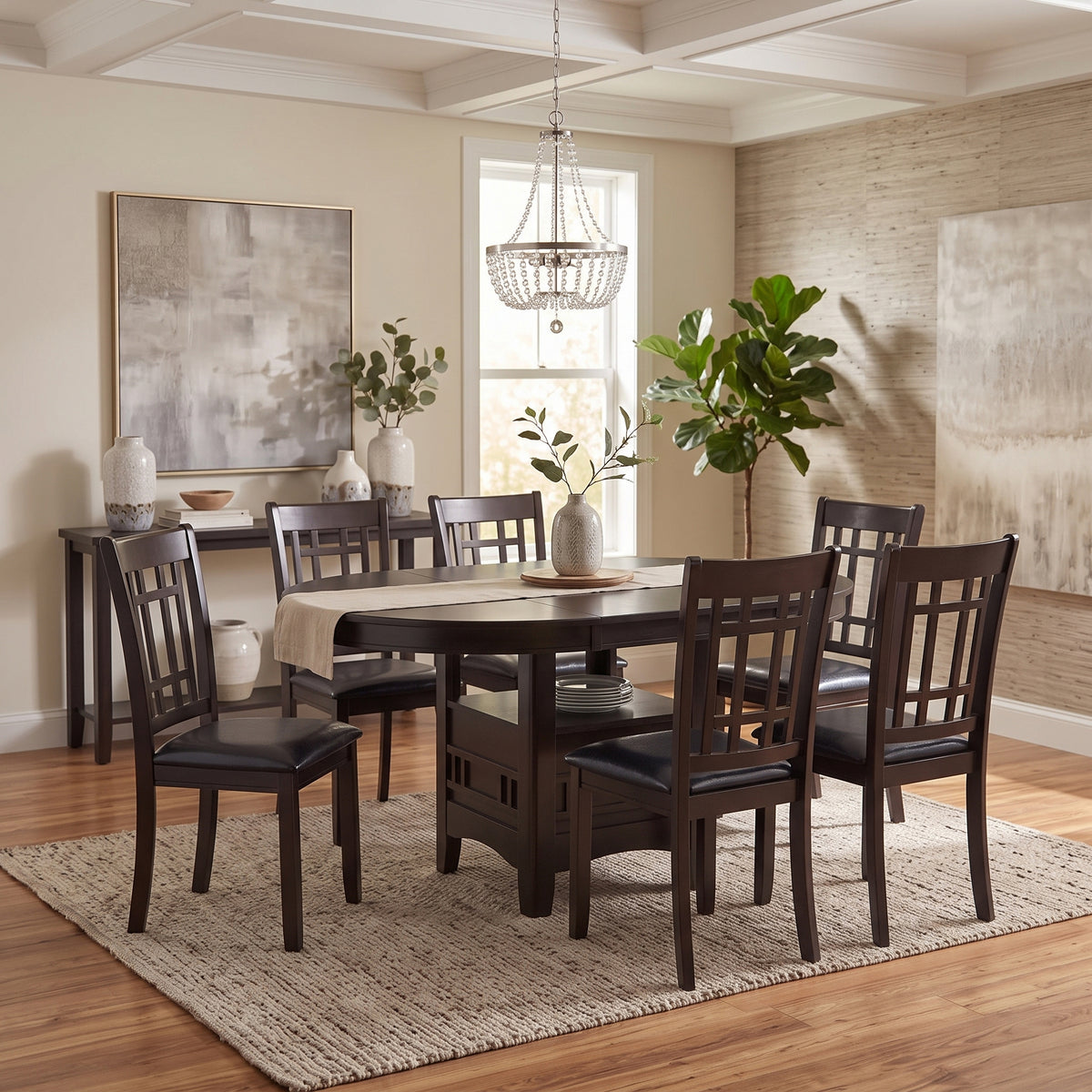 KILEEN Dark Brown 7 Piece Dining Set