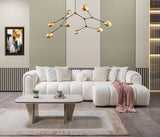 KIMMIE Ivory 135" Wide Boucle/Sherpa Sectional