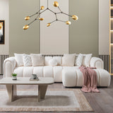KIMMIE Ivory 135" Wide Boucle/Sherpa Sectional