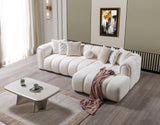 KIMMIE Ivory 135" Wide Boucle/Sherpa Sectional