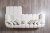 KIMMIE Ivory 135" Wide Boucle/Sherpa Sectional