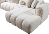 KIMMIE Ivory 135" Wide Boucle/Sherpa Sectional