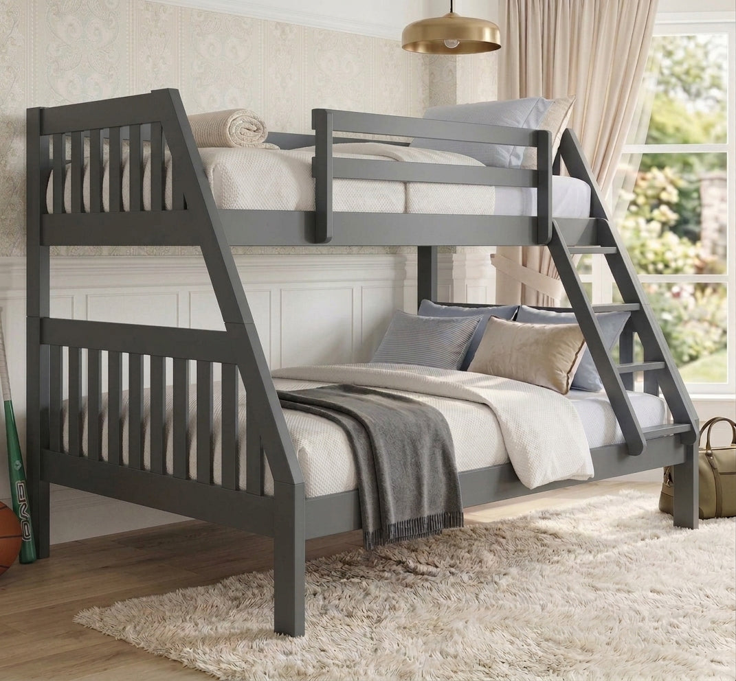 KINKO Dark Gray Twin over Full Bunk Bed