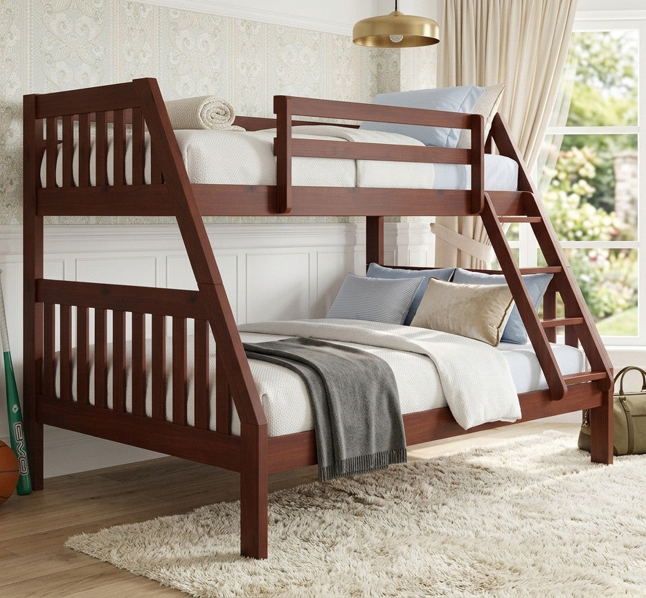 KINKO Dark Brown Twin over Full Bunk Bed