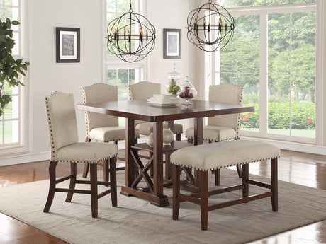 KONSTANCE Cherry 6 Piece Counter Height Set