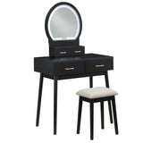 KORAIMA Black 32" Wide LED Vanity & Stool