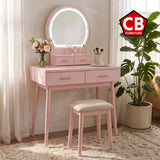 KORAIMA Pink 32" Wide LED Vanity & Stool