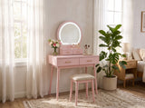 KORAIMA Pink 32" Wide LED Vanity & Stool