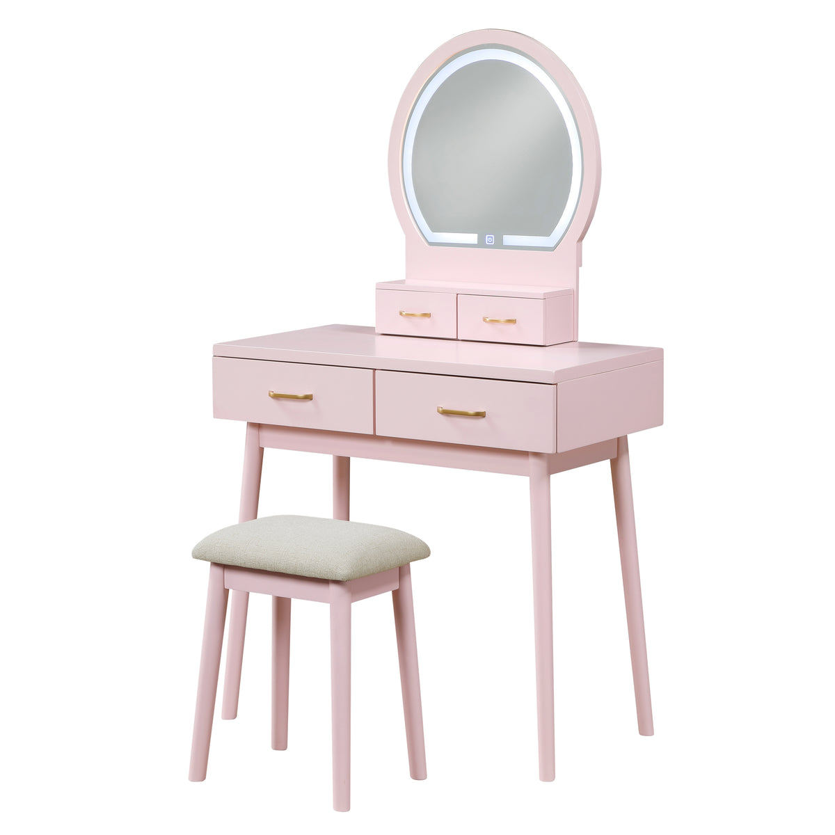 KORAIMA Pink 32" Wide LED Vanity & Stool