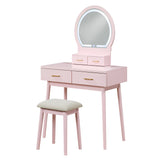 KORAIMA Pink 32" Wide LED Vanity & Stool