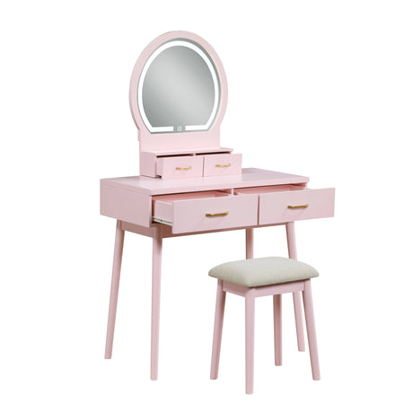 KORAIMA Pink 32" Wide LED Vanity & Stool