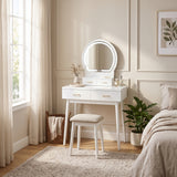 KORAIMA White 32" Wide LED Vanity & Stool